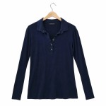 Vorschaubild 1 von Langarmshirt Damen Gr. 36/S Blau Baumwolle Uni Casual Knopf