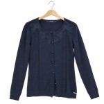 Vorschaubild 1 von Strickjacke Damen Schwarz Gr. 36/S Baumwolle Uni Klassisch Langarm Alltag
