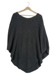 Vorschaubild 1 von Poncho Damen Grau Gr. UNI Wolle Meliert Casual 3/4-Arm Freizeit