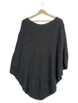 Vorschaubild 2 von Poncho Damen Grau Gr. UNI Wolle Meliert Casual 3/4-Arm Freizeit