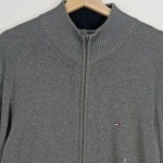 Vorschaubild 4 von Strickjacke Herren Gr. 50/M Grau Baumwolle Meliert Casual Langarm