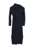Vorschaubild 2 von Strickkleid Damen Schwarz Gr. 32/XXS Baumwolle Rippstrick Klassisch