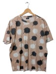 Vorschaubild 1 von T-Shirt Damen Beige Gr. 40/L Baumwolle Sterne Casual Kurzarm Freizeit