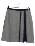 Vorschaubild 1 von Faltenrock Damen Grau Gr. 42/XL Wolle Kariert Elegant Business Fransen