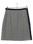 Vorschaubild 2 von Faltenrock Damen Grau Gr. 42/XL Wolle Kariert Elegant Business Fransen