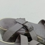 Vorschaubild 4 von Wedges Damen Gr. 38 Grau Leder Schnalle 7.5 cm Casual Freizeit Uni