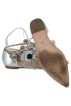 Vorschaubild 3 von Damen Ballerinas Silber Gr. 37 Spitze Knöchelriemen Blumen