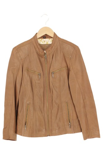 Damen Lederjacke Braun Gr. 38 Reißverschluss Klassisch - Bild 1