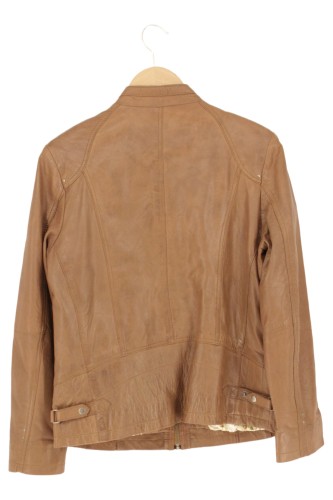 Damen Lederjacke Braun Gr. 38 Reißverschluss Klassisch - Bild 2