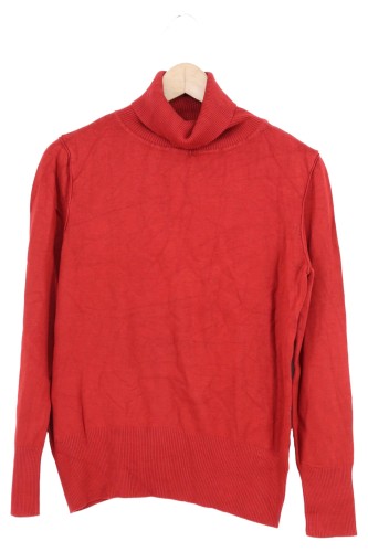WITTEVEEN Damen Rollkragen Pullover 38/M Rot Viskose Basic