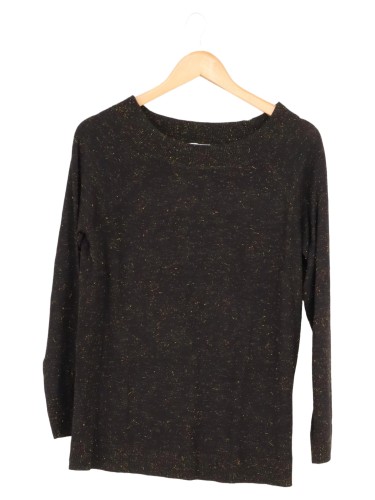 CLEO Damen Pullover 38/M Schwarz Glitzer Langarm Basic