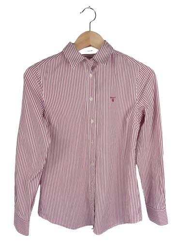 GANT Damen Hemdbluse 36 Rot-Weiß Gestreift Langarm Baumwolle