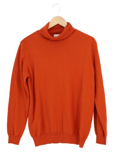 Damen Pullover Rollkragen Orange Gr. 42 Merino Wolle Akryl Rippstrick - Bild 1