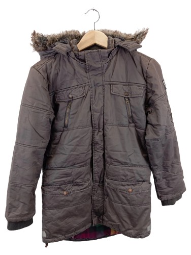 KANZ Winterjacke Kinder 152 Grau Kapuze Gesteppt Outdoor Baumwolle