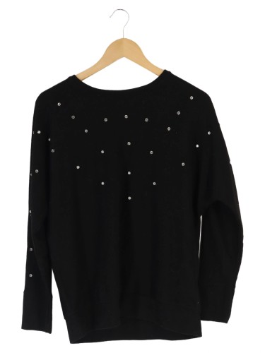 DOROTHY PERKINS Damen Pullover Schwarz Elegant Strasssteine 40/M