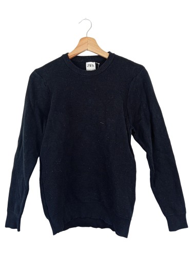 ZARA Damen Pullover Schwarz 36/S Klassisch Casual Rippstrick