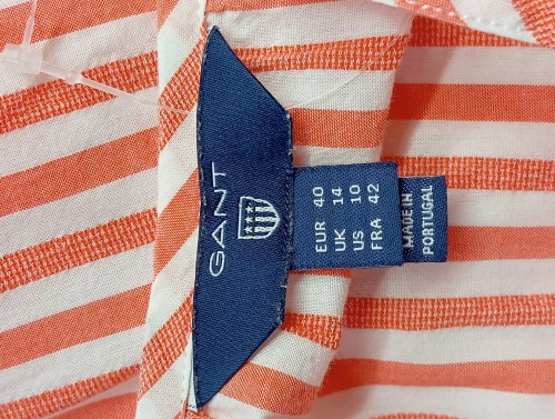 GANT Damen Bluse 40 L Rot Gestreift Casual Baumwolle