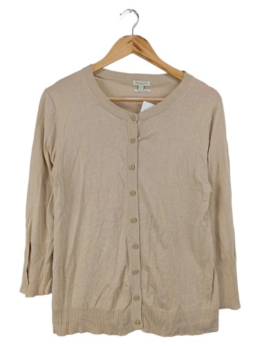 MASSIMO DUTTI Strickjacke Damen 3/4 Arm Beige Seide Baumwolle 36