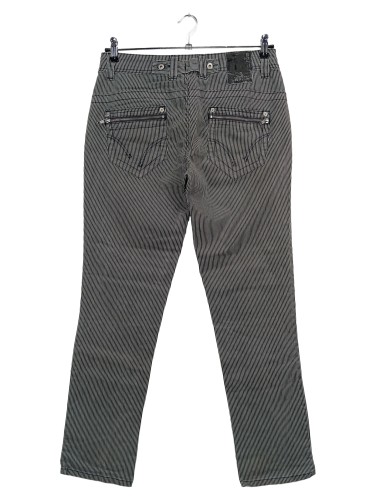 4WARDS Damen Jeans Wide Fit 42 Schwarz Gestreift Casual Hose