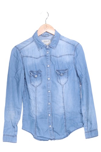 DENIM Hemdbluse Damen 34/XXS Blau Casual Jeanshemd Langarm