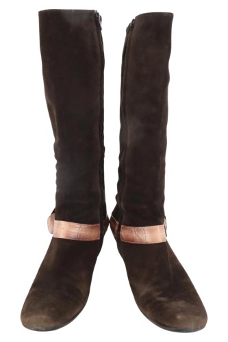 JANET JANET Damen Stiefel Wildleder Braun Elegant Schleife Gr