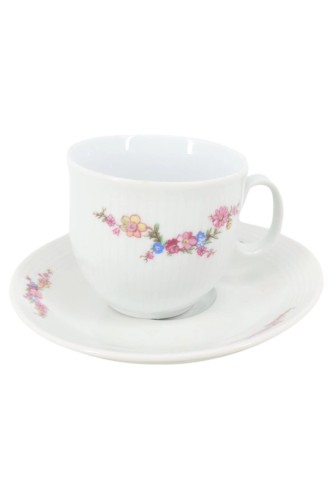 Tasse & Unterteller Blumendekor Porzellan Mehrfarbig Vintage - Bild 1