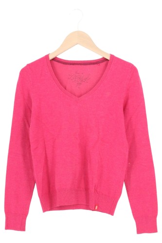 EDC Damen Pullover 36/S Rosa V-Ausschnitt Casual
