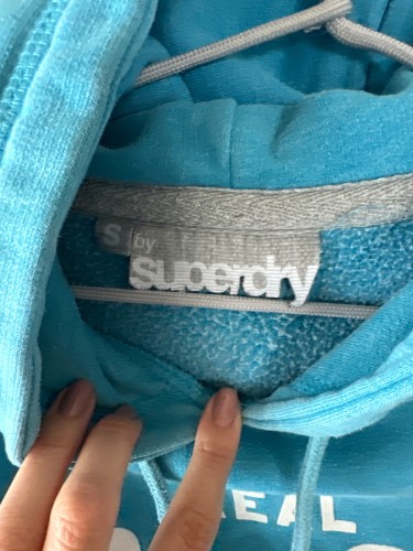SUPERDRY Kapuzenpullover Damen Blau S Logo-Print Casual Hoodie