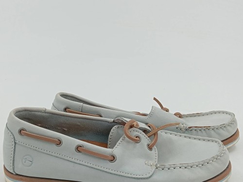 TAMARIS Damen Mokassins Slipper 37 Blau Casual Leder Bootsschuh