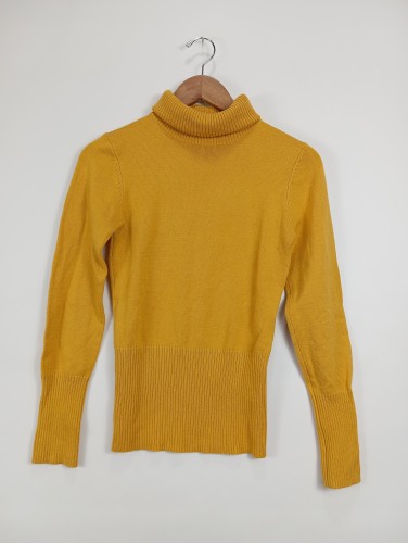 ORSAY Damen Pullover Rollkragen Langarm Gelb M Basic Alltag