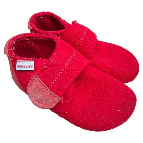 GIESSWEIN Kinder Hausschuhe 27 Rot Wolle Klettverschluss Bequem