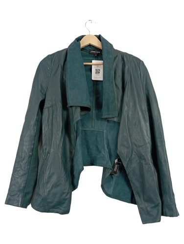 AVENUE FOCH Lederjacke Damen Petrol 36 Asymmetrisch Modern