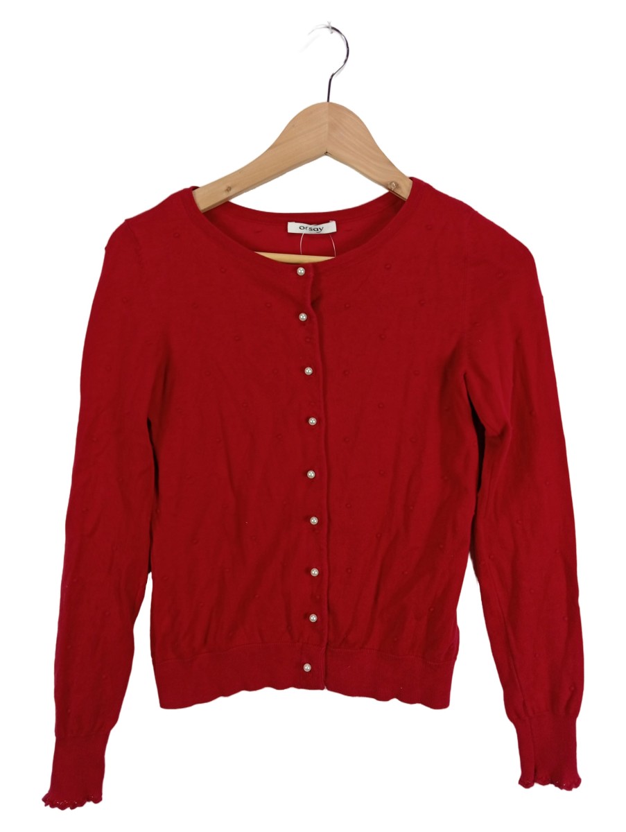 ORSAY Damen Pullover Rot Strukturmuster Baumwolle Langarm S