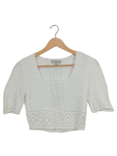 ASOS Damen Strickpullover kurzarm 34/XS Weiß Casual Lochmuster