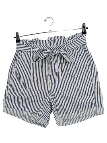 VERO MODA Damen Gestreifte Shorts Paperbag Bund Raffung Schleife M