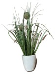 Kunstpflanze Grün Gras Kugeln weißen Keramiktopf 36cm…