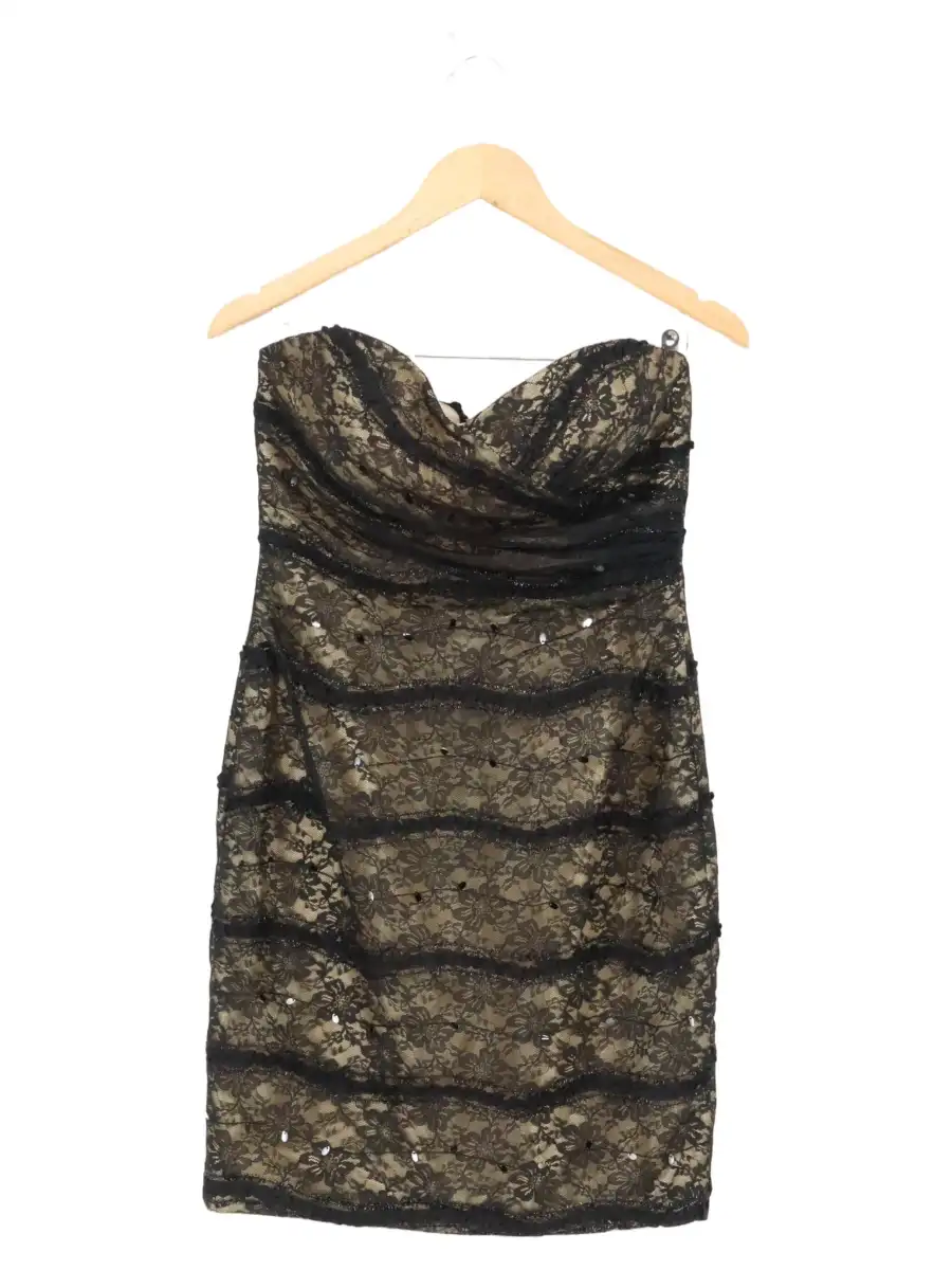 Damen festliches Kleid 36/S Schwarz Spitze Elegant