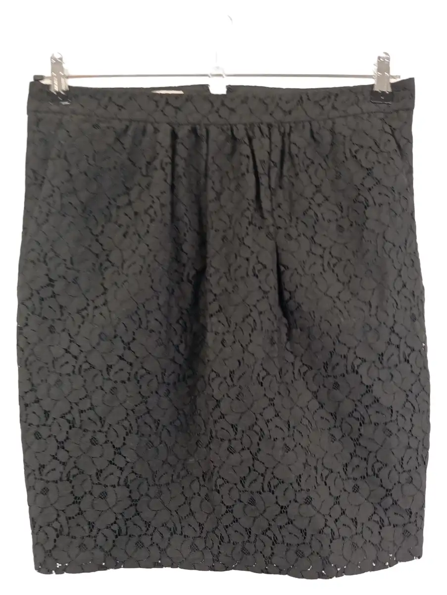 Damen Bleistiftrock Gr. 38/M Schwarz Spitze Elegant Midirock