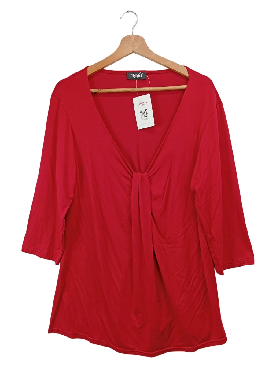 Langarmshirt Damen Gr. 40/L Rot Viskose Elasthan Uni