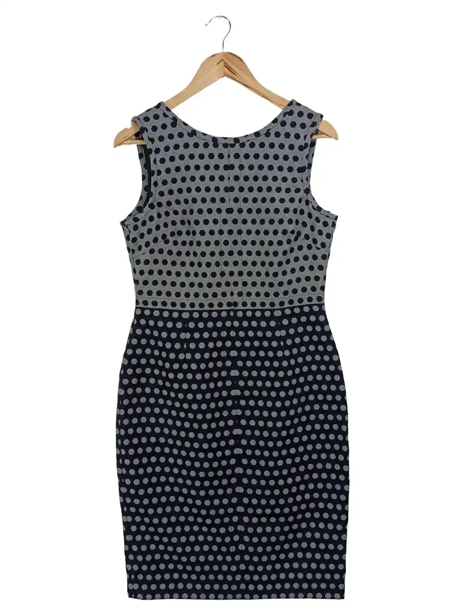 Etuikleid Damen Gr. 38/M Grau Punkte Business Midikleid