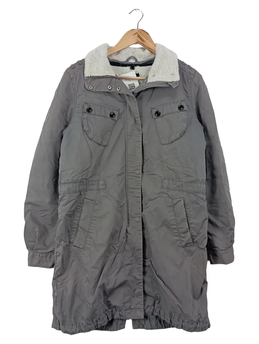 Wintermantel Damen 36/S Grau Klassisch Baumwolle Parka