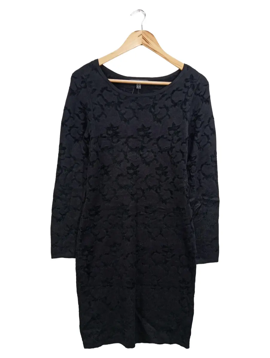 Etuikleid Damen Gr. 32/XXS Schwarz Viskose Blumenmuster Elegant
