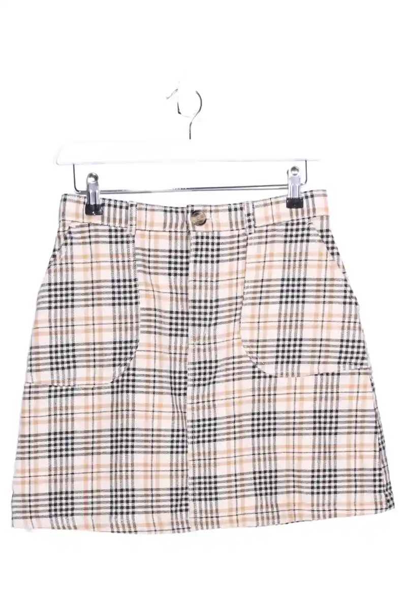 Monkl Damen Minirock 38/M Beige Kariert Preppy Vintage Rock