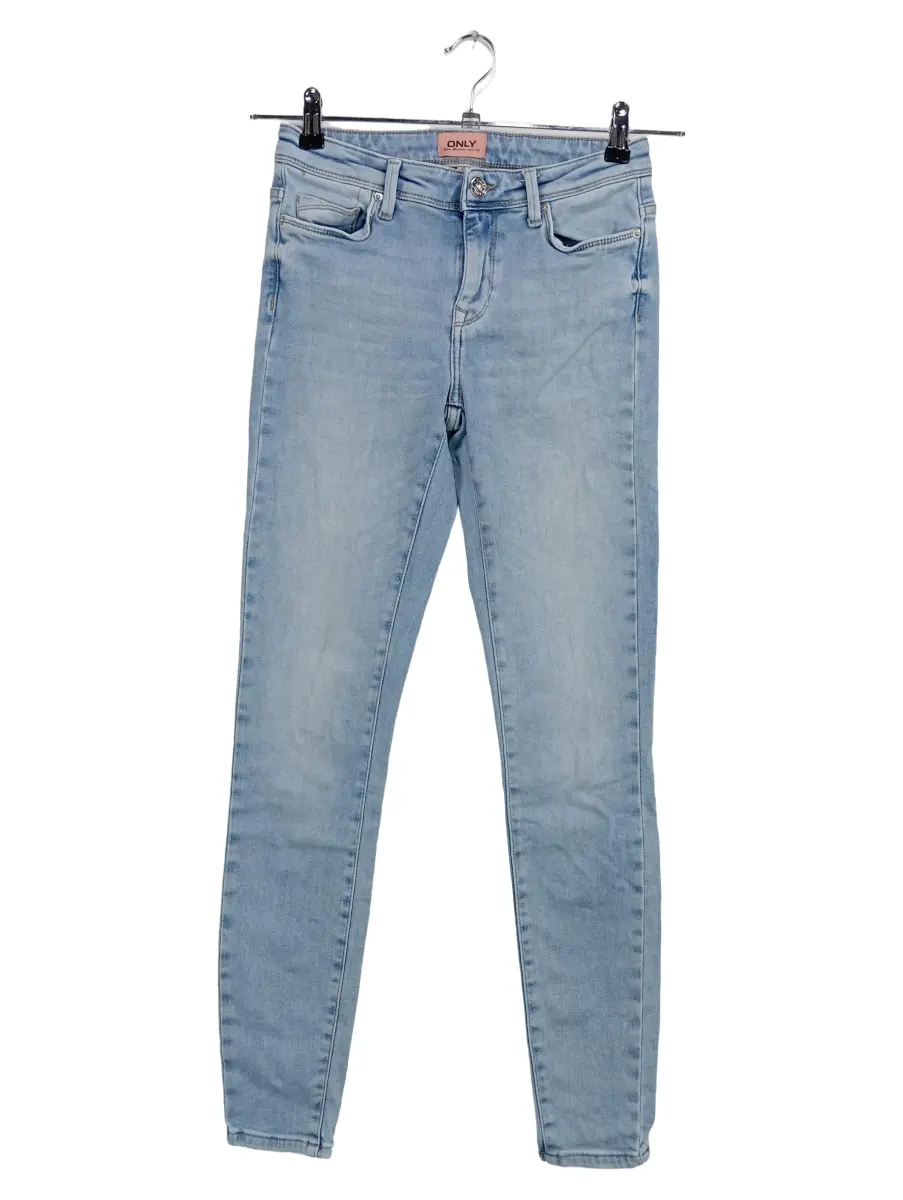 Jeans Skinny Fit Damen Gr. W27/34 Blau Baumwolle Polyester Elasthan Uni L29