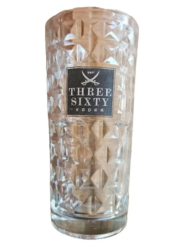 THREE SIXTY VODKA Trinkglas Transparent Logo Geometrisch…