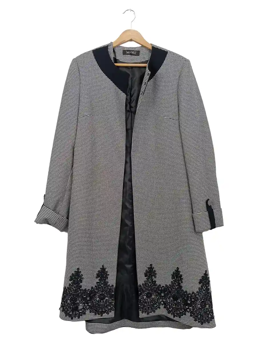 Klassischer Mantel Damen Schwarz Gr. 42/XL Polyester Geometrisch Langarm
