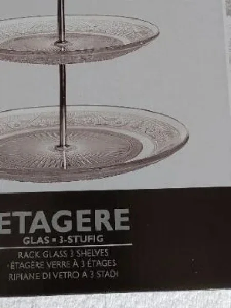 DEPOT Etagere Transparent Glas Metall rund Florales Muster…