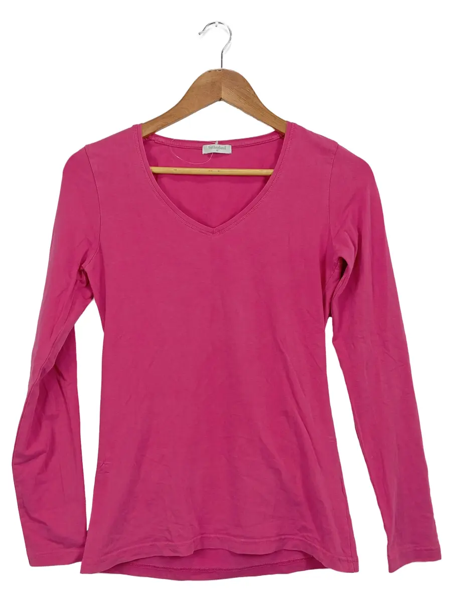 Langarmshirt Damen Pink Gr. 38/M Baumwolle Uni Basic Casual
