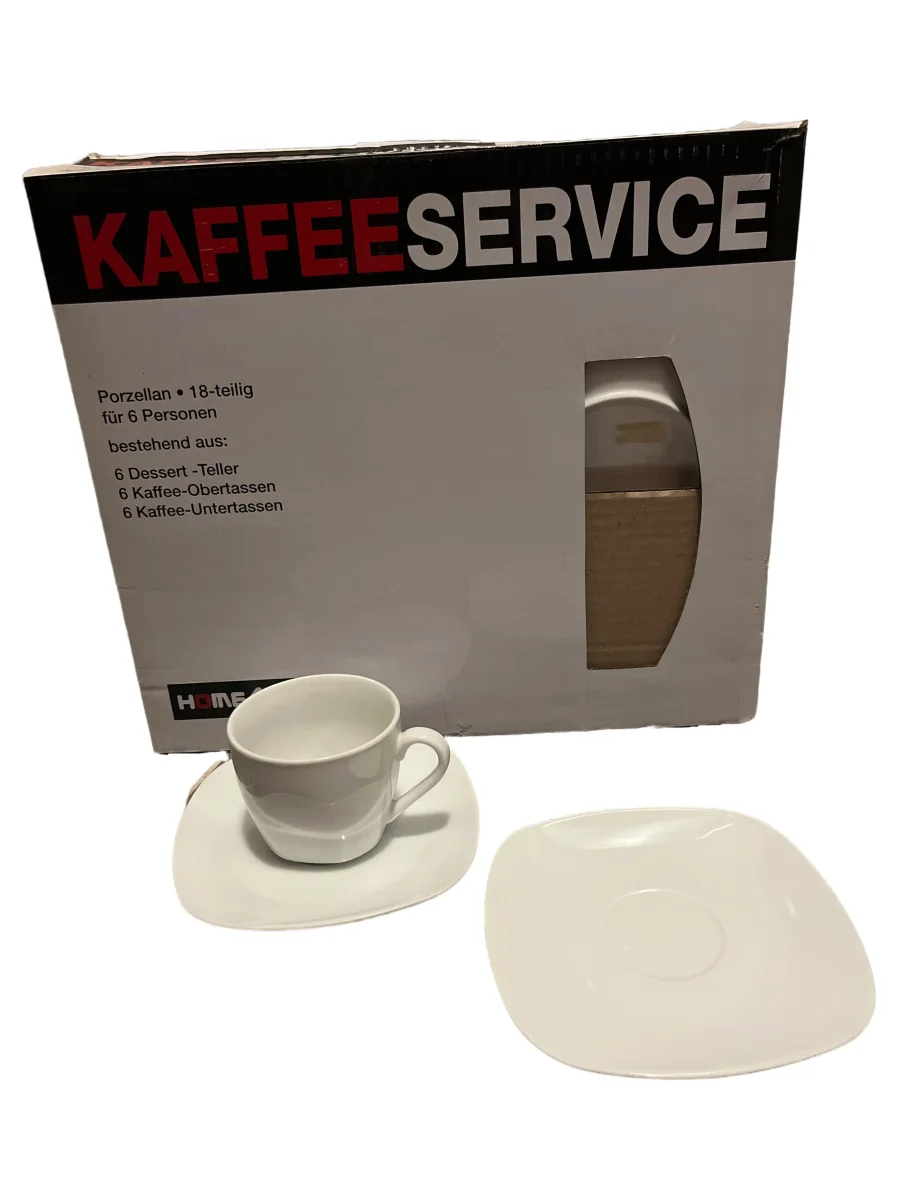HOME4YOU Kaffeeservice Weiß Porzellan Uni Modern Freizeit…