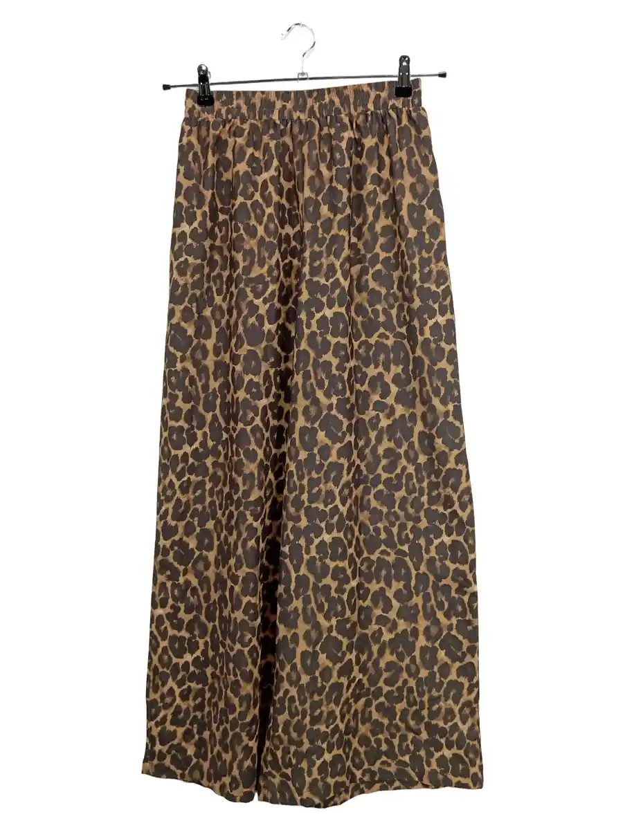 Damen Stoffhose Animal Print Leopardenmuster Raffungen Braun XS
